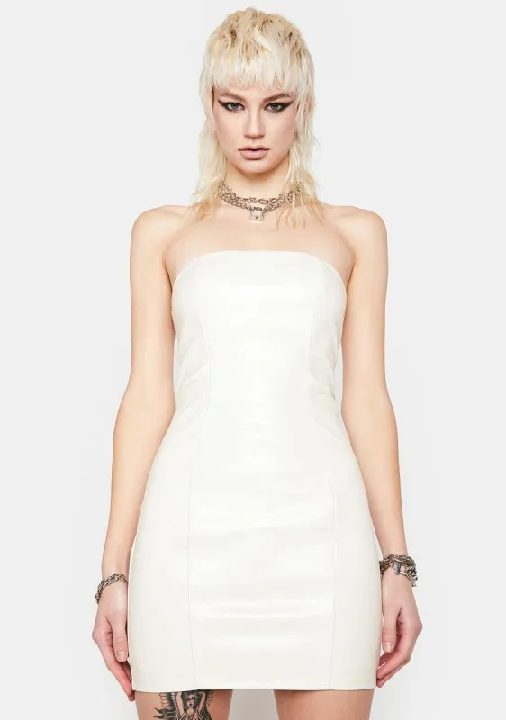 Cream Watch Me Succeed Strapless Mini Dress sold by Dolls Kill