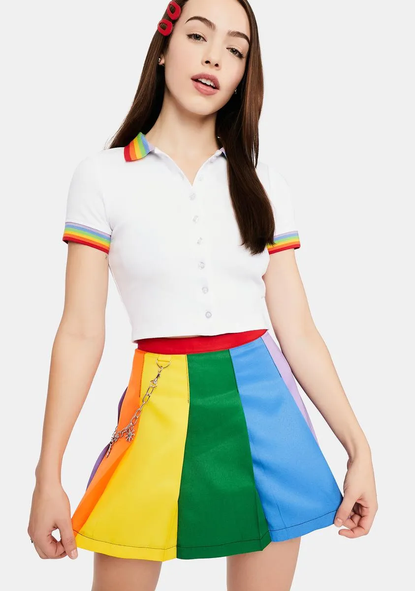 All Is Bright Rainbow Pleated Mini Skirt sold by Dolls Kill product image thumbnail 2