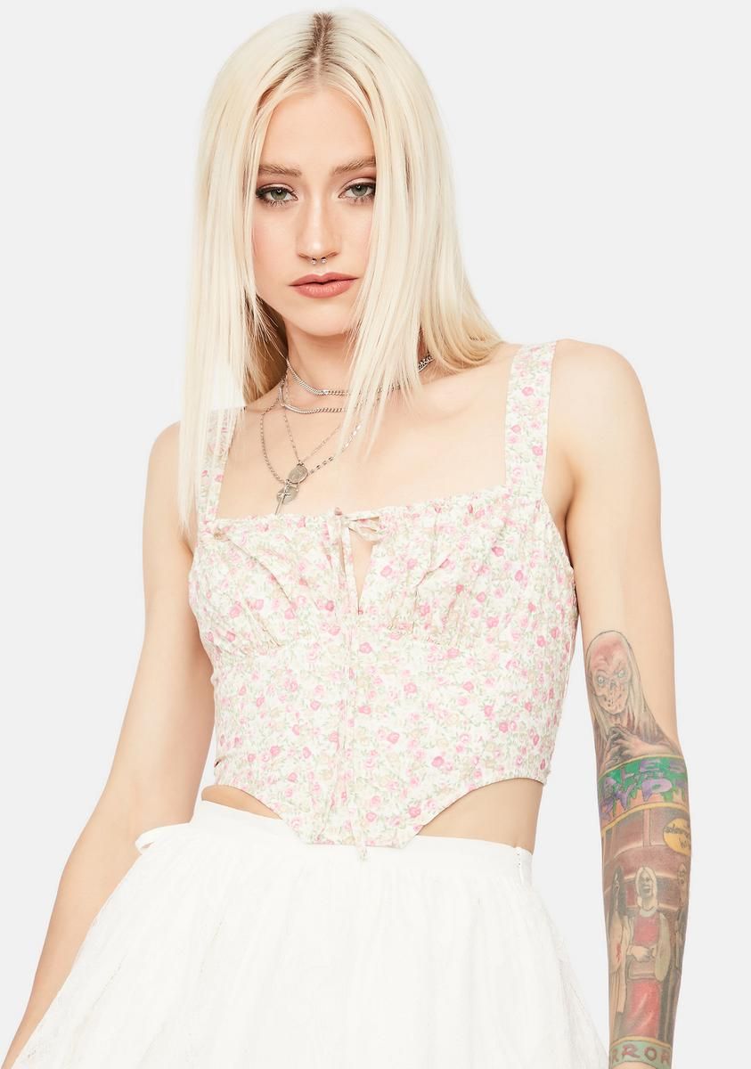 Sweet Wishing For Summer Floral Crop Top sold by Dolls Kill