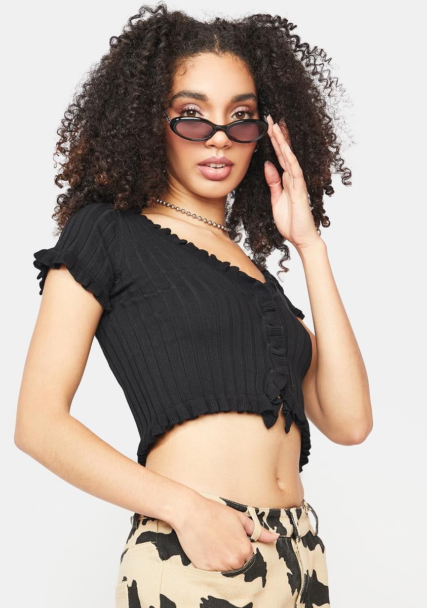 Noir So Refreshing Knit Crop Top sold by Dolls Kill product image thumbnail 2