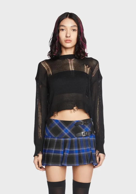 The Leader Distressed Sweater sold by Dolls Kill