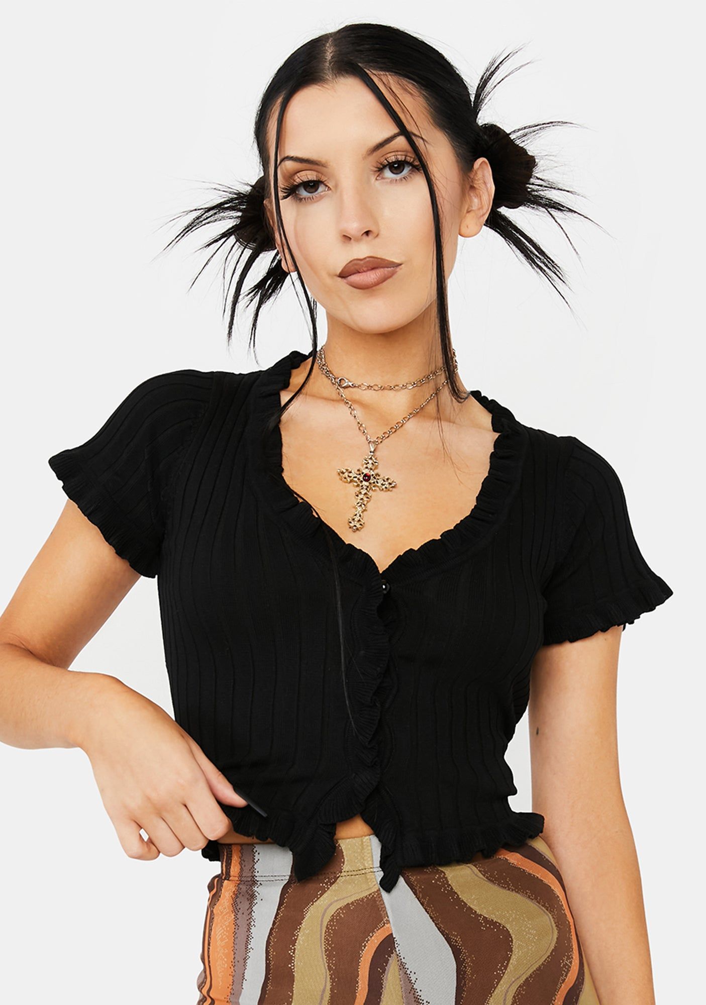 Noir So Refreshing Knit Crop Top sold by Dolls Kill product image thumbnail 5