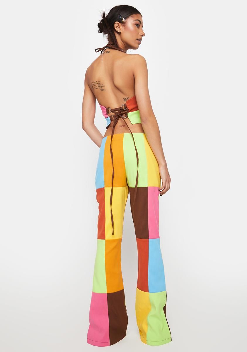 Jackpot Patchwork Flare Pants sold by Dolls Kill product image thumbnail 4