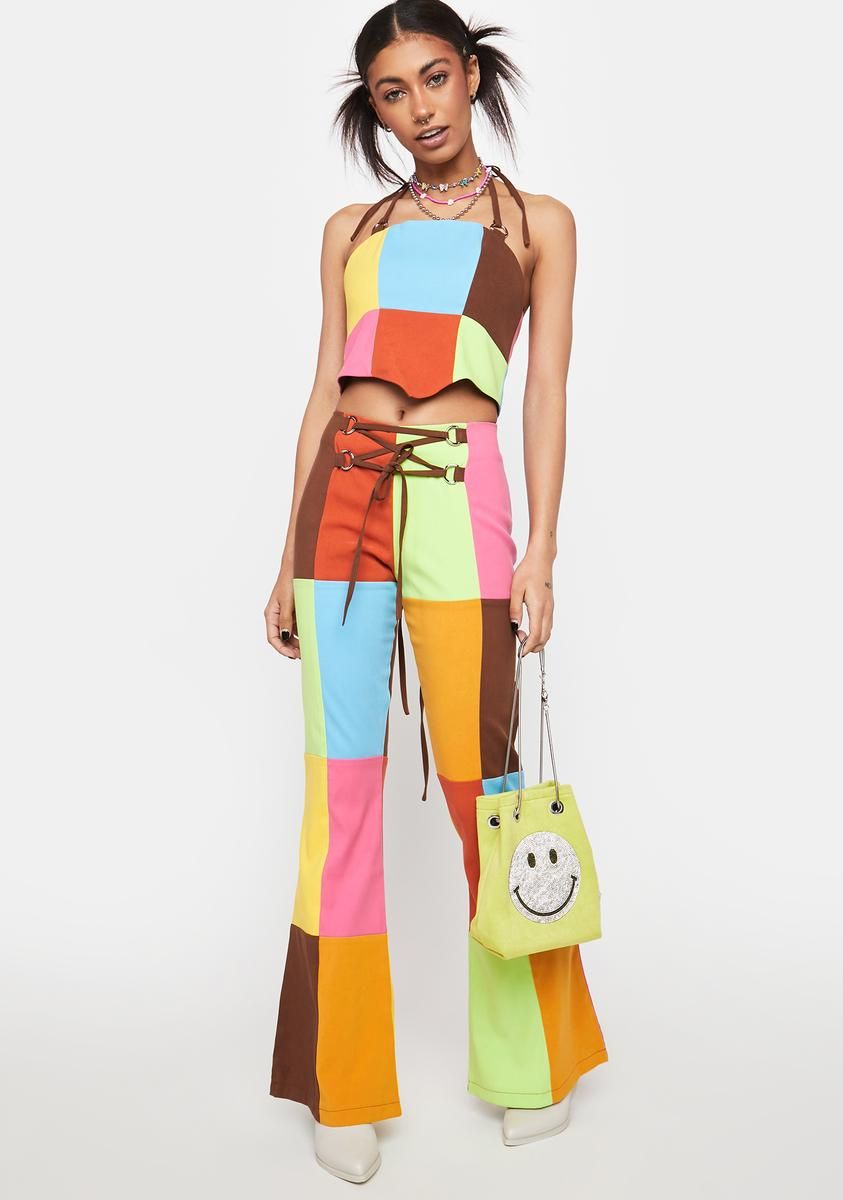 Jackpot Patchwork Flare Pants sold by Dolls Kill product image thumbnail 2