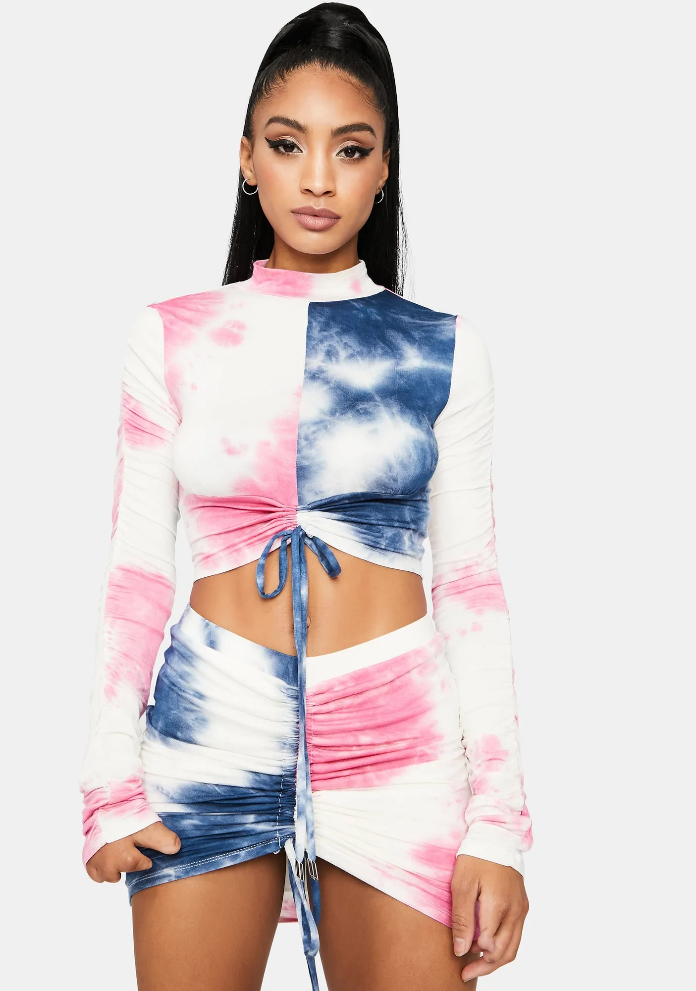 Sour Then Sweet Tie Dye Ruched Skirt Set sold by Dolls Kill