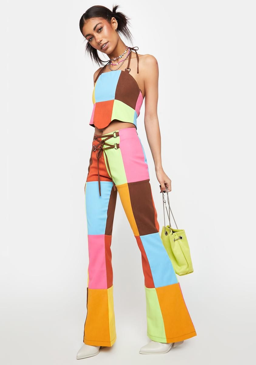 Jackpot Patchwork Flare Pants sold by Dolls Kill product image thumbnail 3