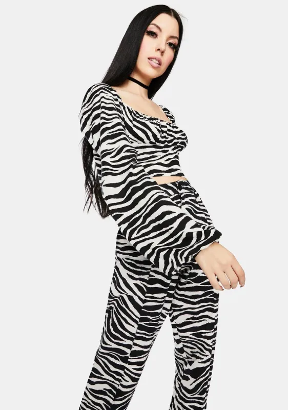 Irene Zebra Long Sleeve Crop Top sold by Dolls Kill
