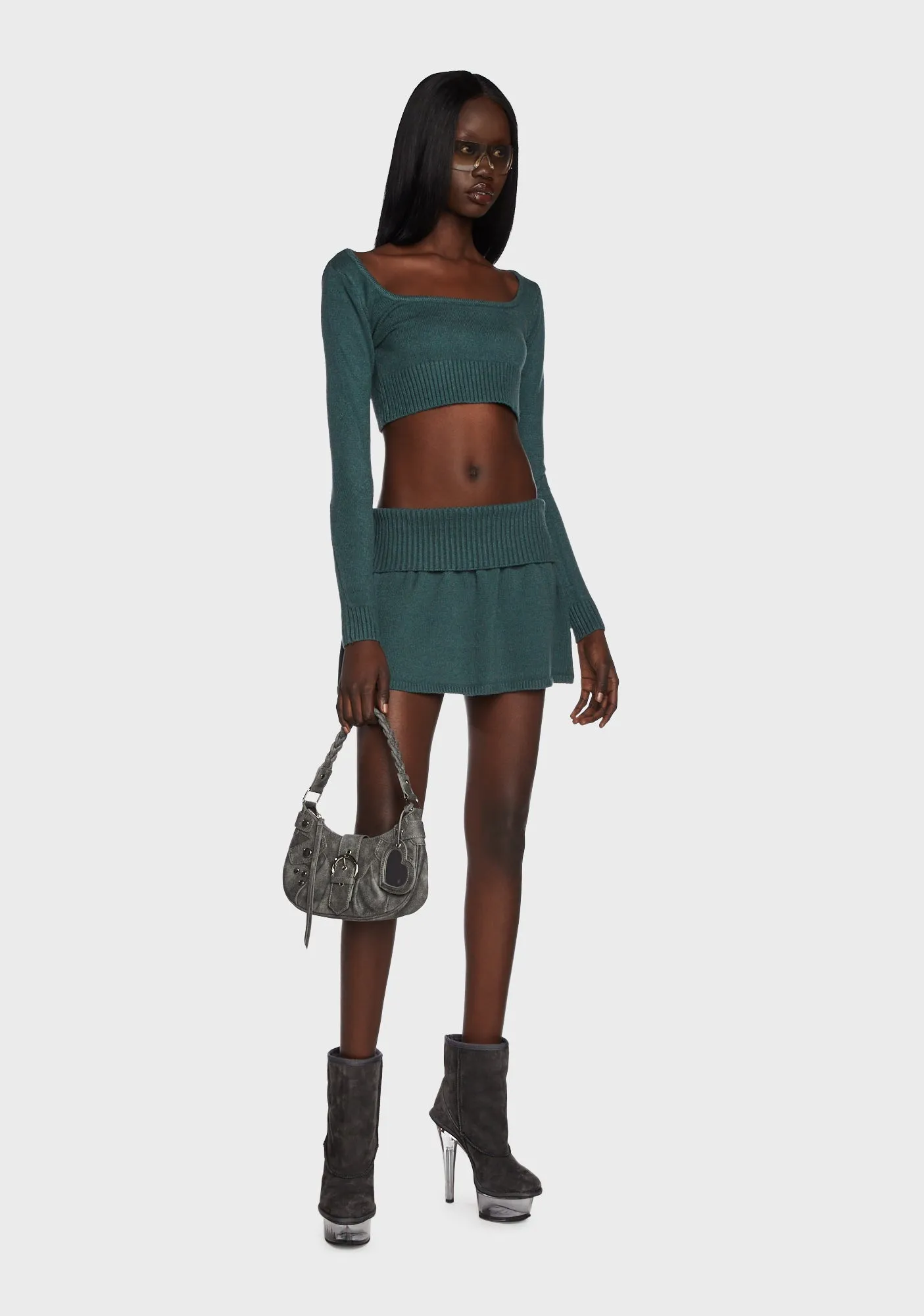 Allure Fold Over Knitted Mini Skirt sold by Dolls Kill product image thumbnail 2