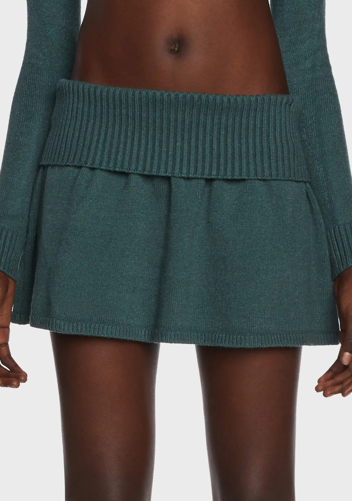 Allure Fold Over Knitted Mini Skirt sold by Dolls Kill product image thumbnail 5