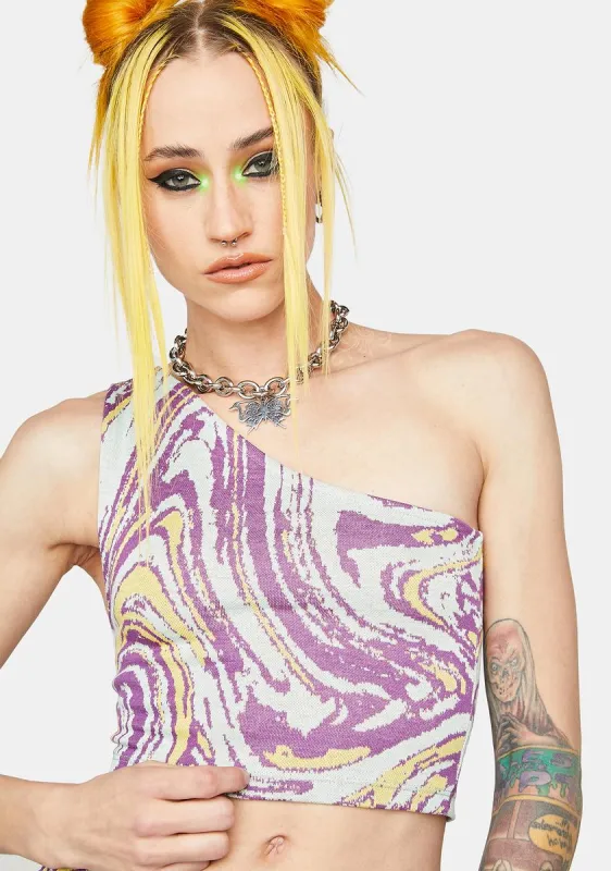 Swirl Asymmetrical Top sold by Dolls Kill