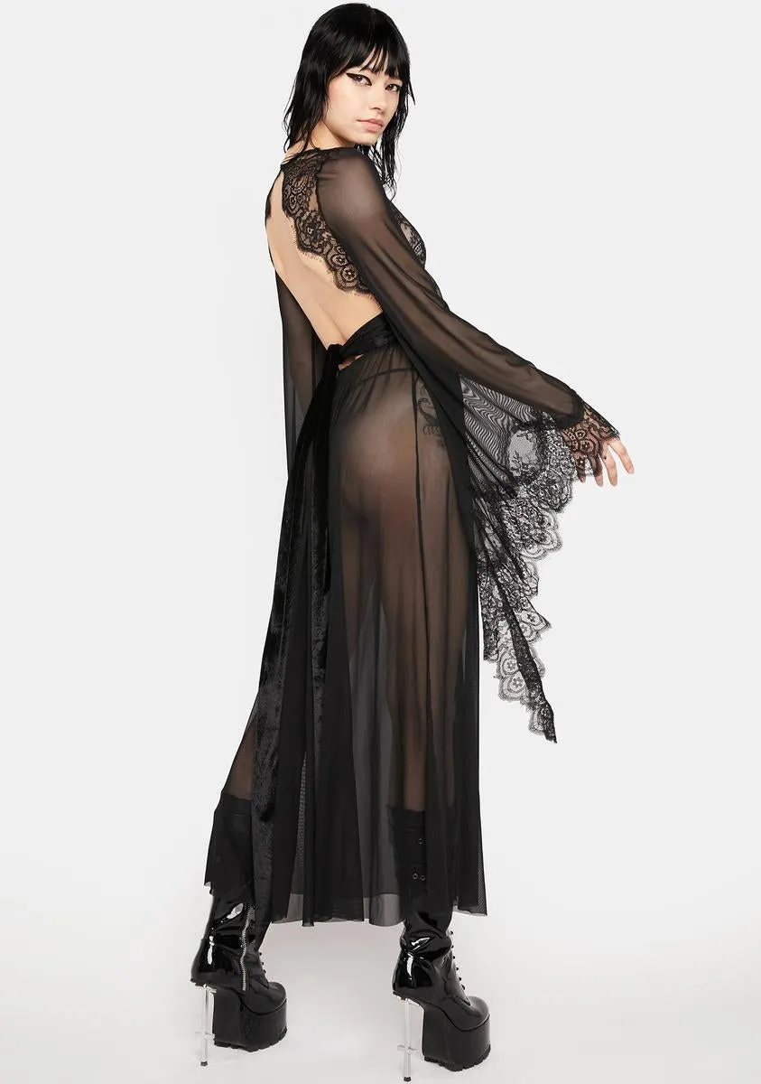 Black Sheer Lace Nightgown Set sold by Dolls Kill product image thumbnail 3