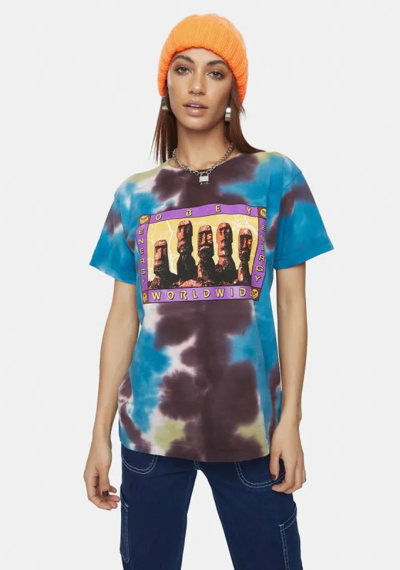 Stone Energy Tie Dye Custom Box Graphic Tee sold by Dolls Kill