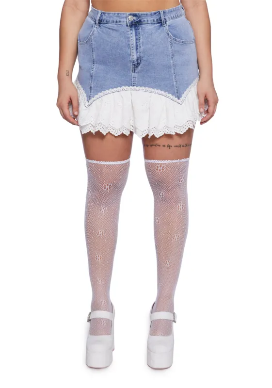 Plus Heavenly Haven Denim Mini Skirt sold by Dolls Kill
