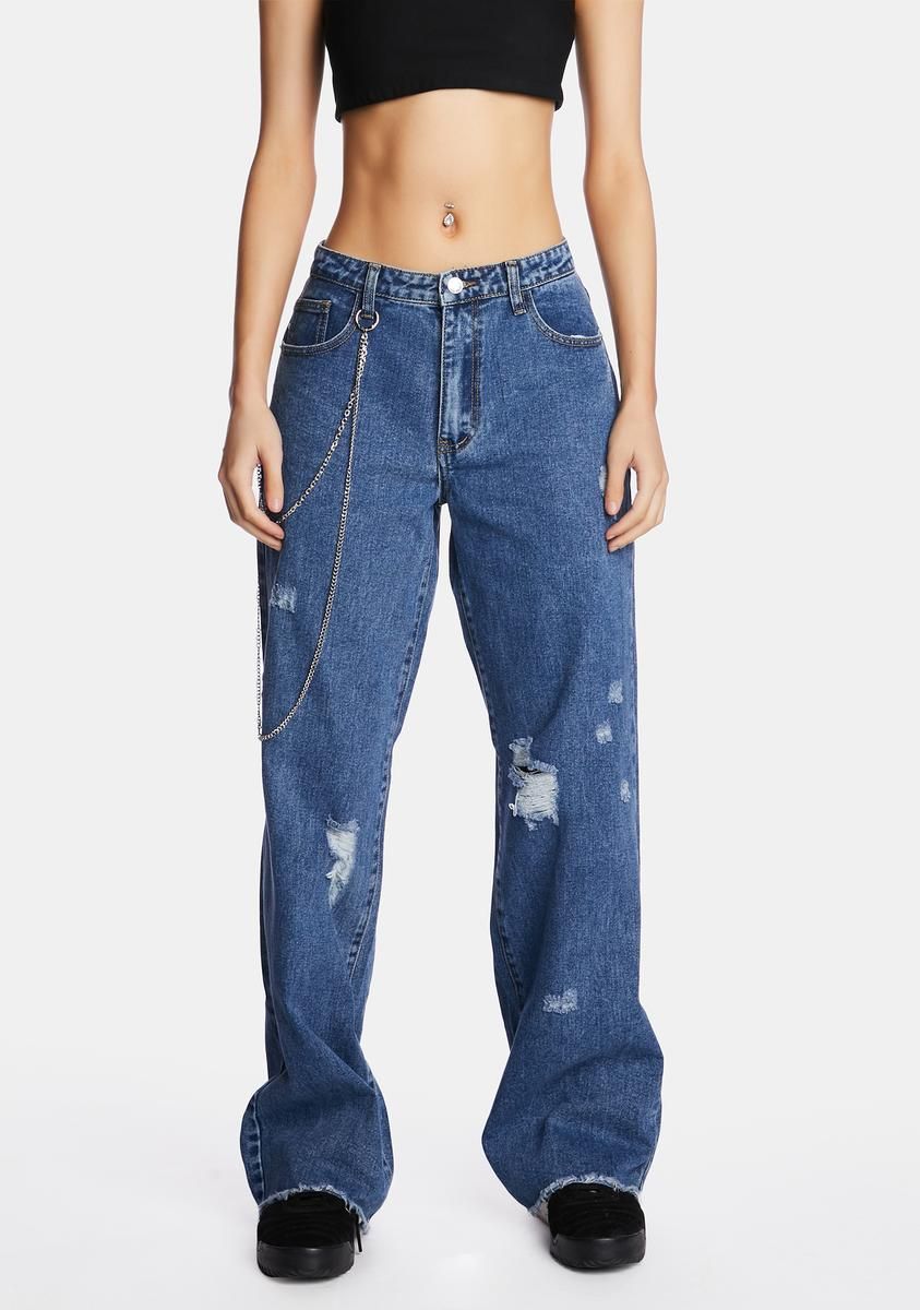 Mid Rise Distressed Boyfriend Jeans sold by Dolls Kill