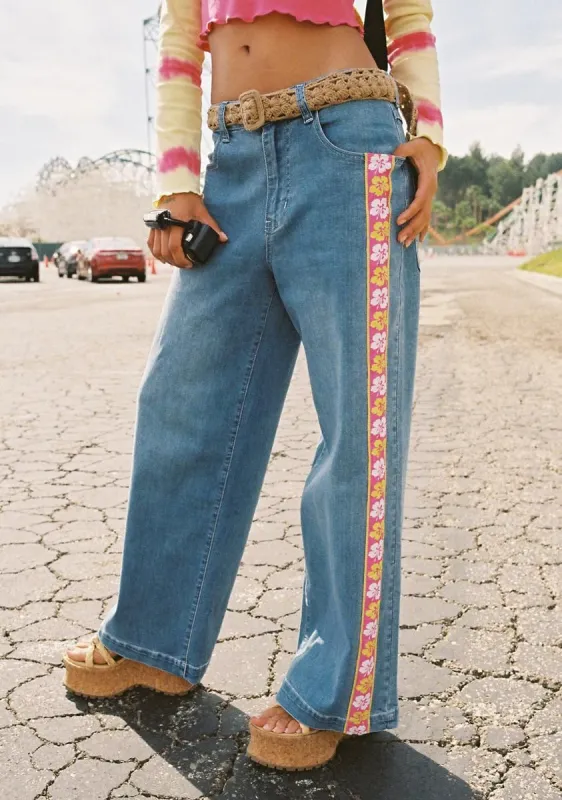 Vacation Awaits Jacquard Jeans sold by Dolls Kill