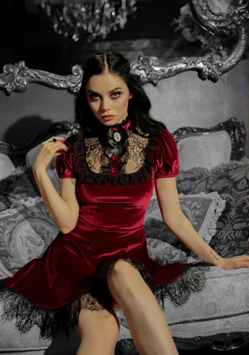 Crimson Ladyhawke Velvet Dress sold by Dolls Kill product image thumbnail 4
