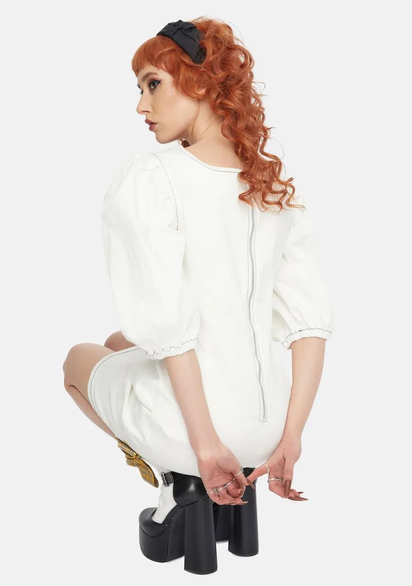 Off White Puff Sleeve Mini Dress sold by Dolls Kill product image thumbnail 4