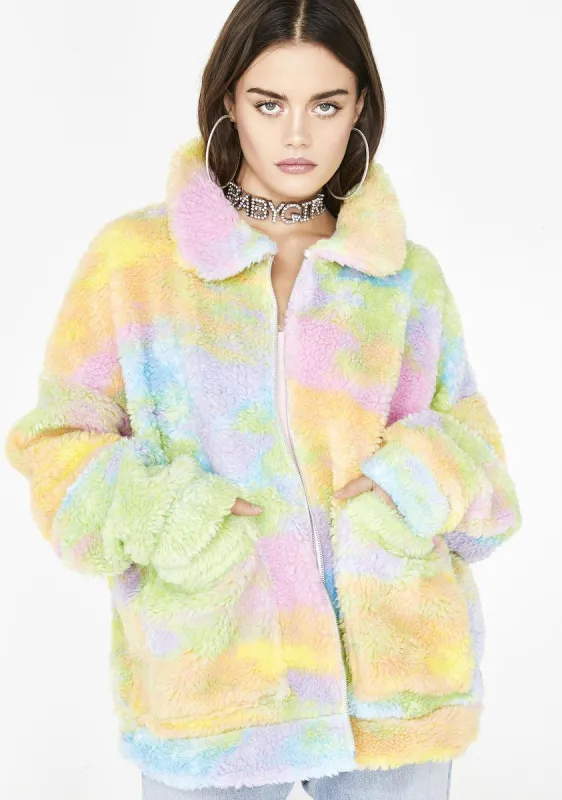 Rainbow Fleece Jacket sold by Dolls Kill
