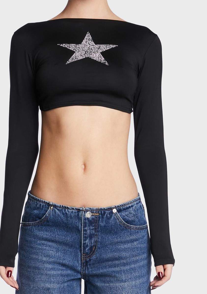 Starlight Open Back Rhinestone Crop Top sold by Dolls Kill product image thumbnail 2