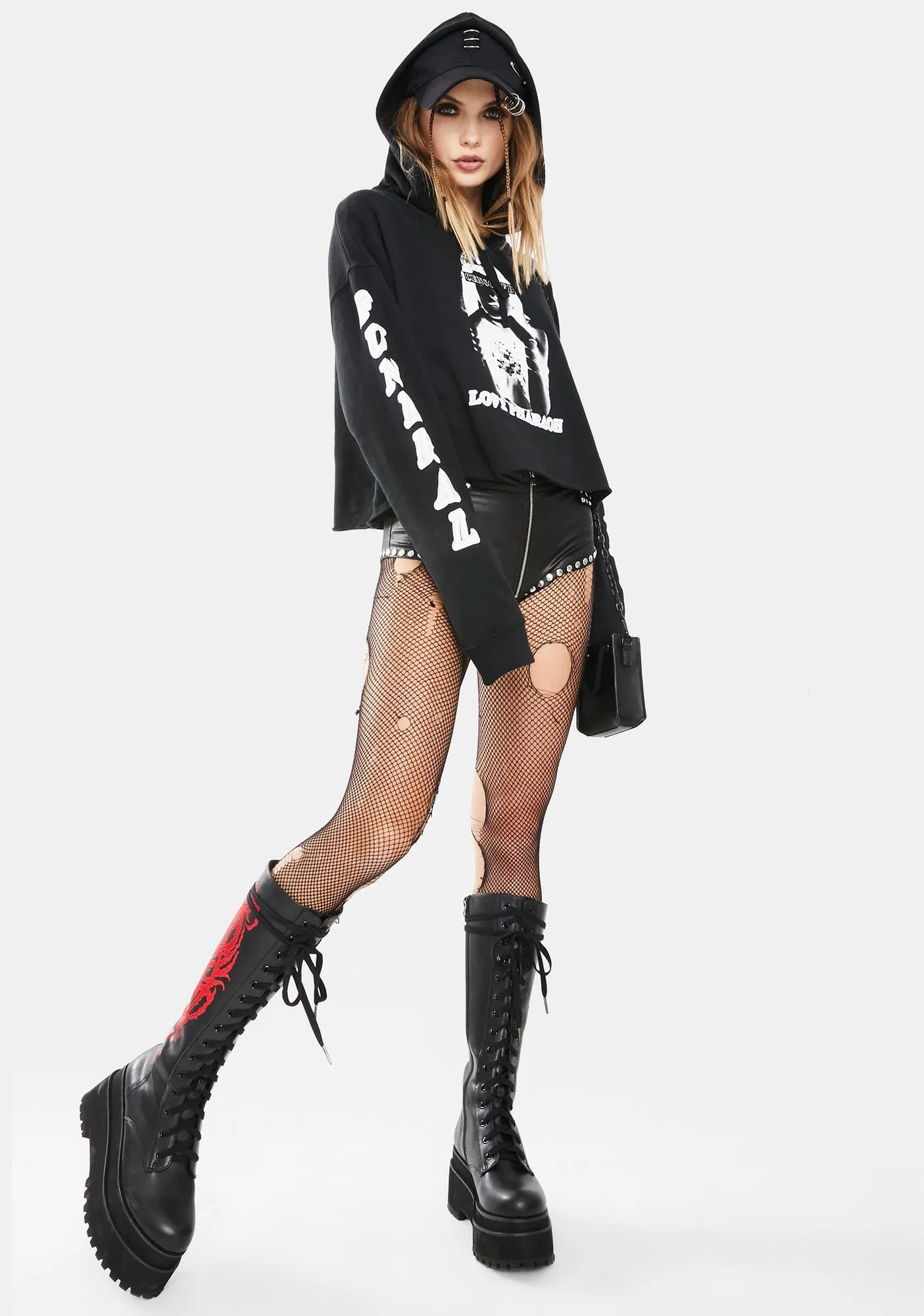 Pharaoh Graphic Crop Hoodie sold by Dolls Kill product image thumbnail 3