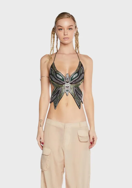 Butterfly Halter Top sold by Dolls Kill