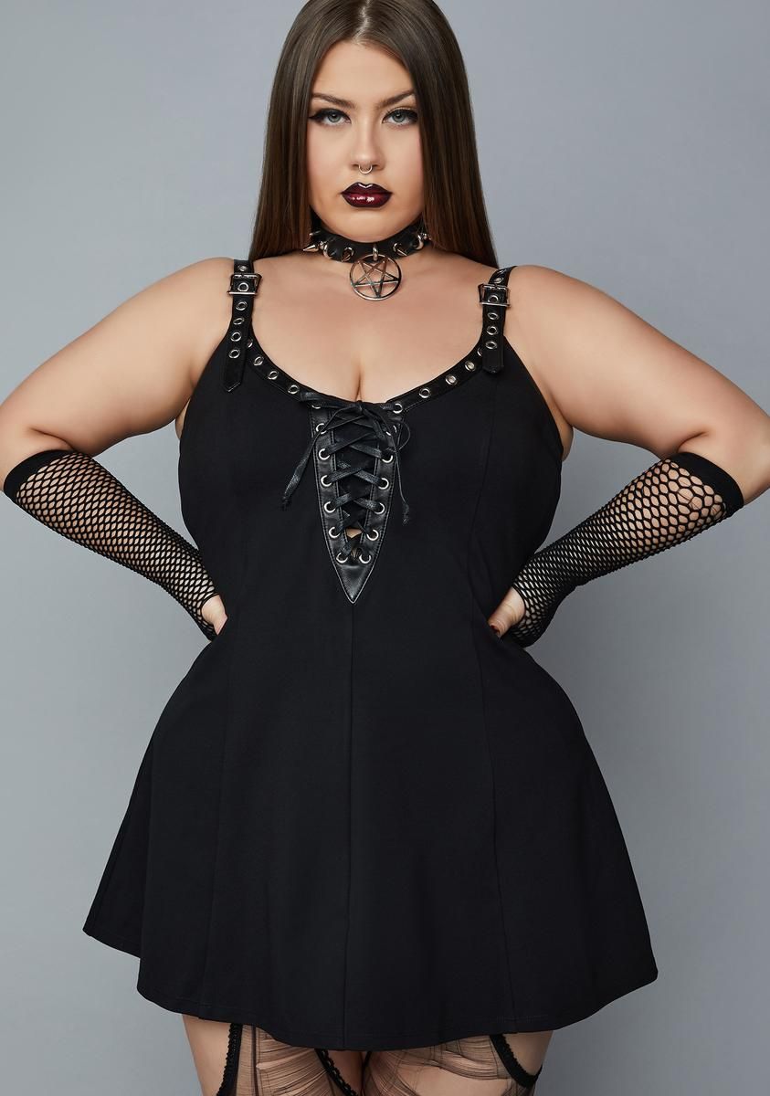 Plus Mortal Maven Mini Dress sold by Dolls Kill