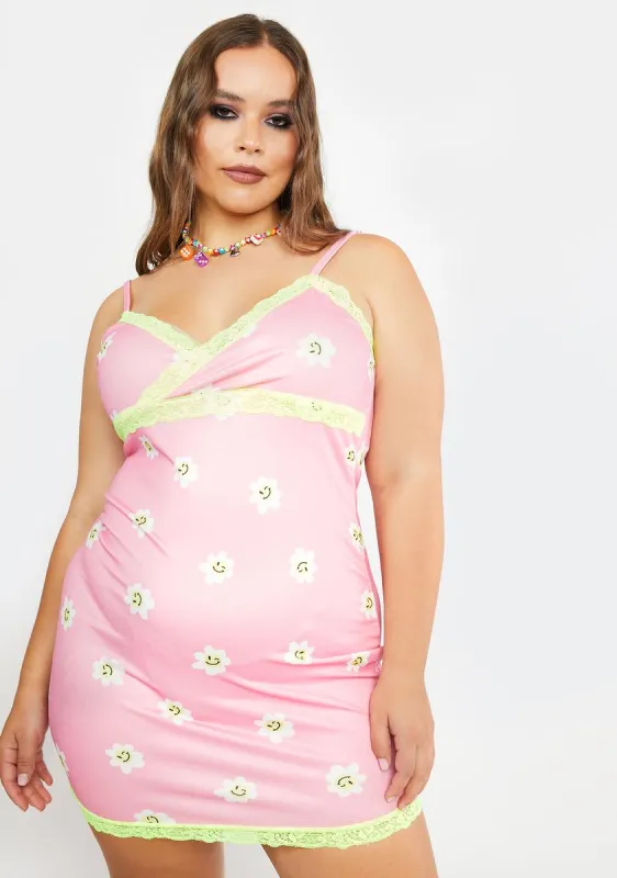 Plus Flower Smiley Lace Trim Dress sold by Dolls Kill