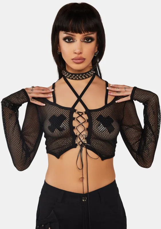 Punk Rock Net See-Through Sexy Lace Top sold by Dolls Kill