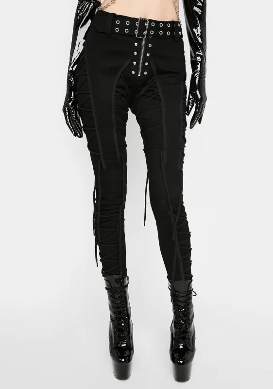 Lace Up Buckle Trousers sold by Dolls Kill
