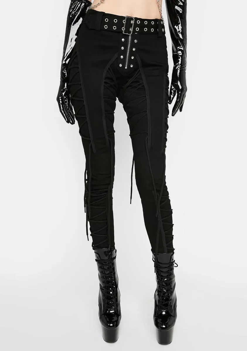 Lace Up Buckle Trousers sold by Dolls Kill