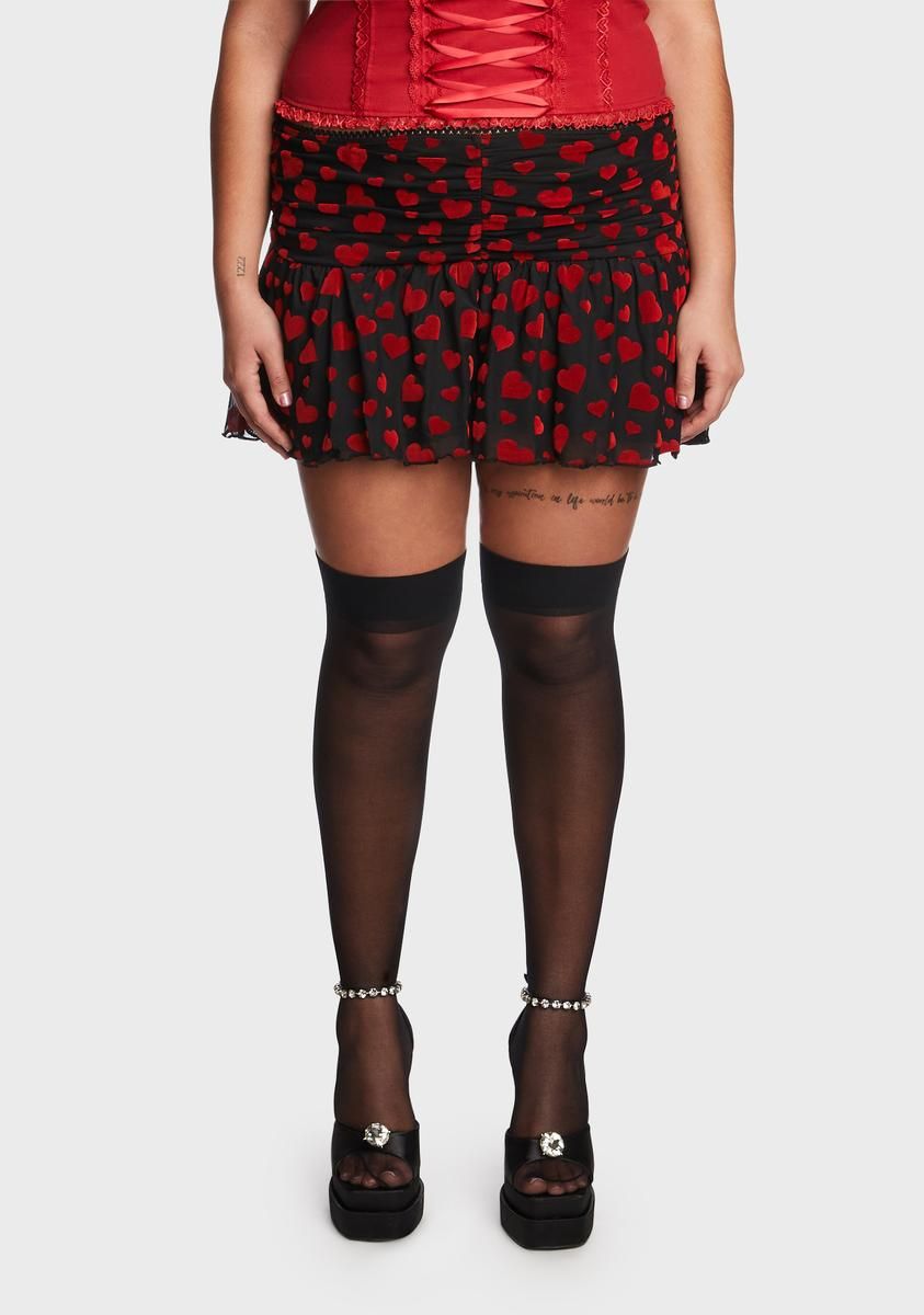 Plus Dark Love Surrounds Me Ruched Skirt sold by Dolls Kill