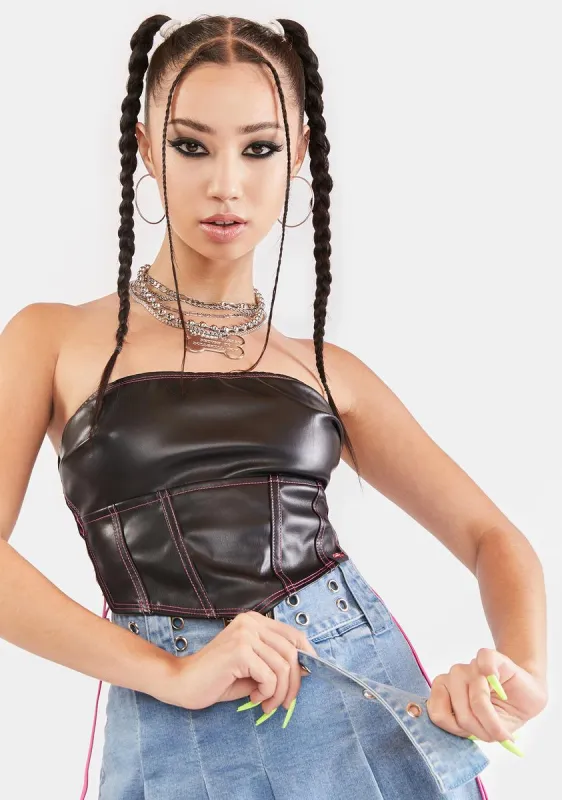 Stay Away Vegan Leather Corset sold by Dolls Kill