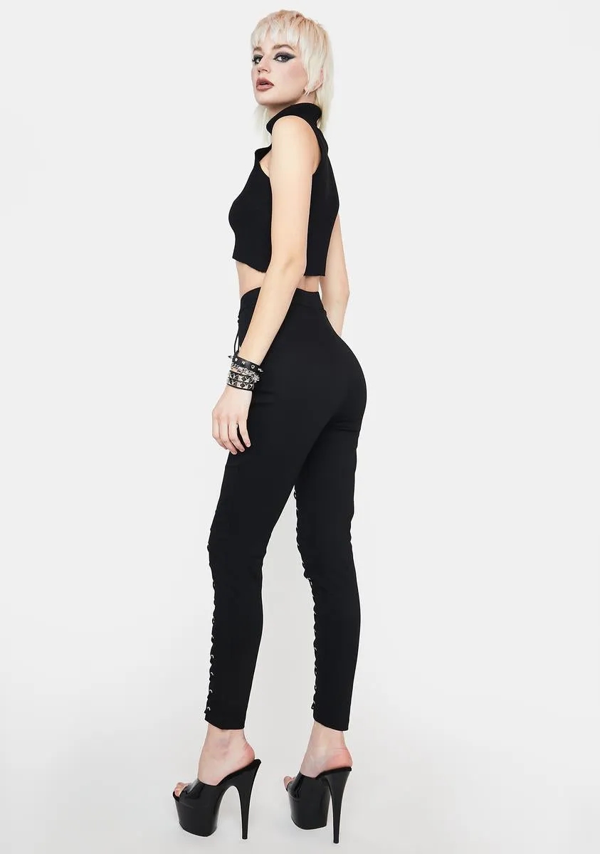 Reach My Level Lace Up Jeans sold by Dolls Kill product image thumbnail 4