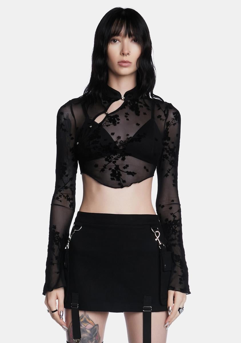 Midnight Sun Mesh Crop Top sold by Dolls Kill