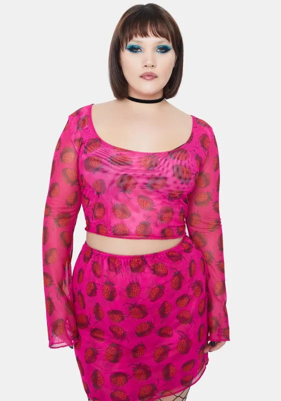 Plus Strawberry Mesh Top sold by Dolls Kill