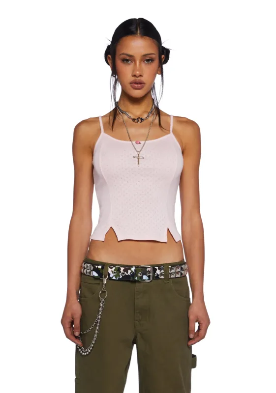 Don’t Smile Back Pointelle Cami Tank sold by Dolls Kill