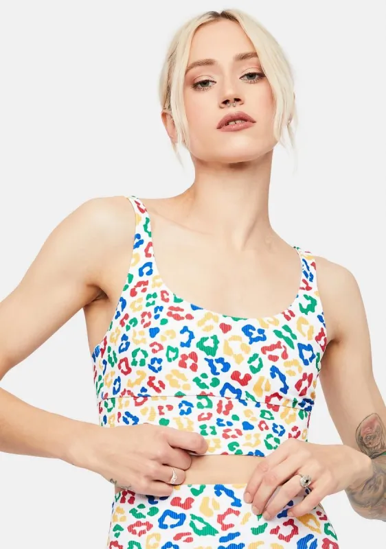 Primary Leopard Leah Sports Bra sold by Dolls Kill