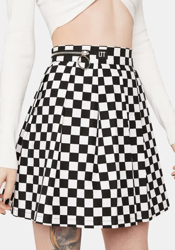 Checkerboard Pleated Skirt sold by Dolls Kill