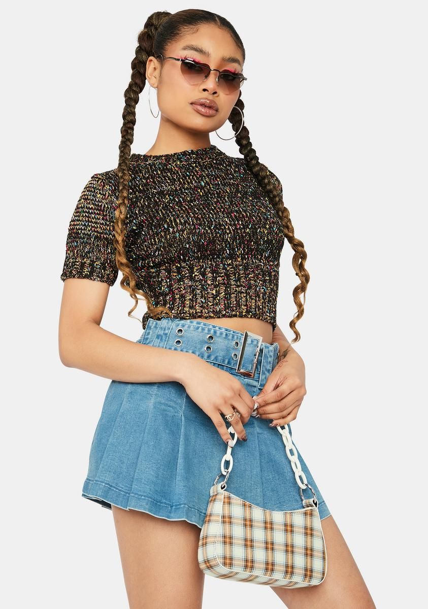 Secret Gossip Short Sleeve Crop Sweater sold by Dolls Kill product image thumbnail 2