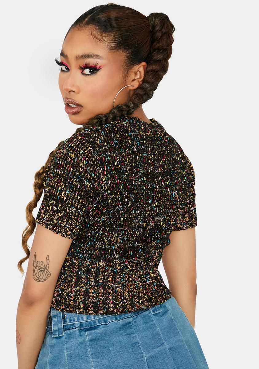 Secret Gossip Short Sleeve Crop Sweater sold by Dolls Kill product image thumbnail 4
