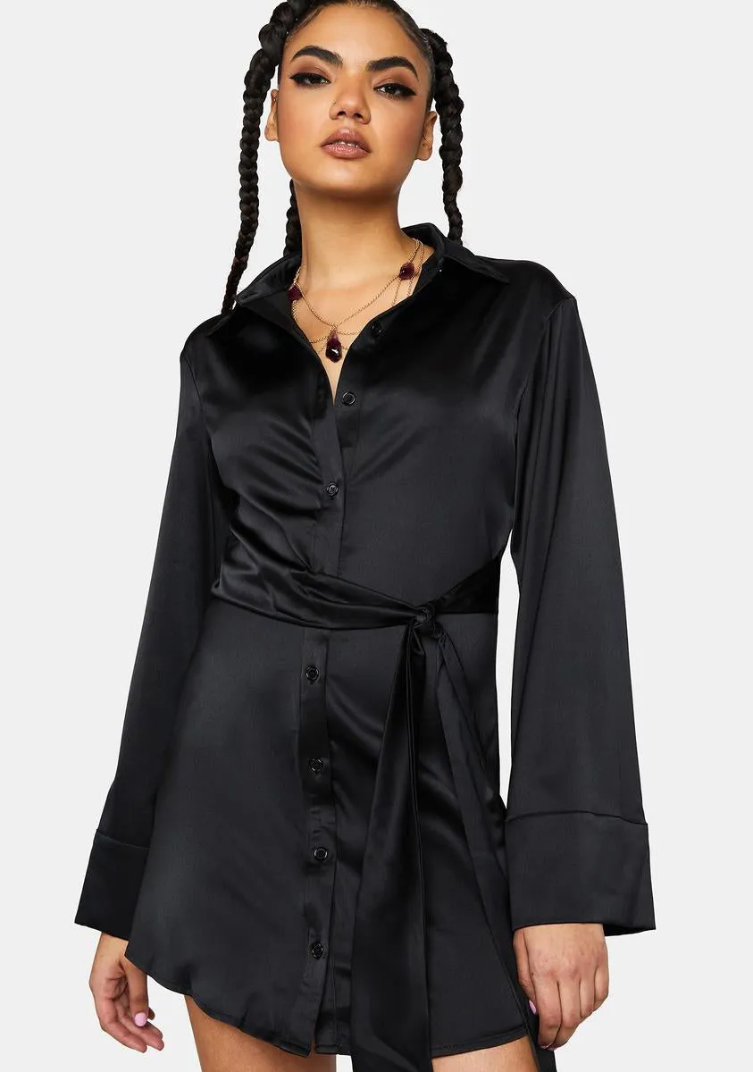Go To Satin Shirt Dress sold by Dolls Kill
