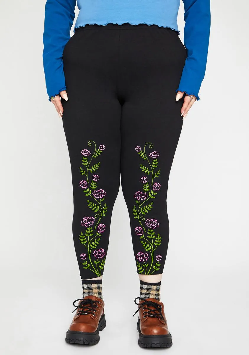 Plus Growing Pains Floral Leggings sold by Dolls Kill