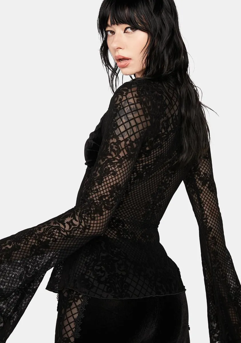 Long Bell Sleeve Lace Top sold by Dolls Kill product image thumbnail 4