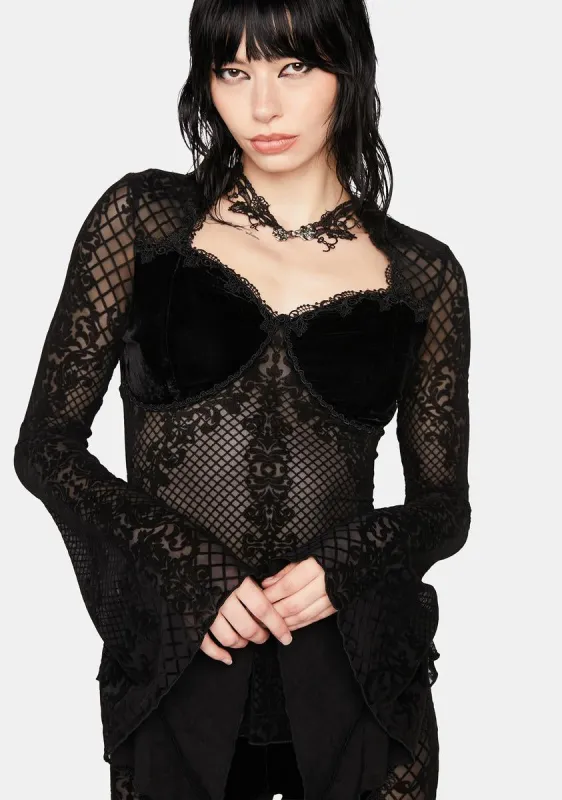 Long Bell Sleeve Lace Top sold by Dolls Kill