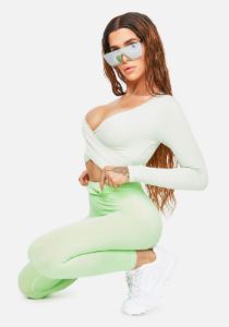 Mint Pick The Pace High Waist Leggings sold by Dolls Kill