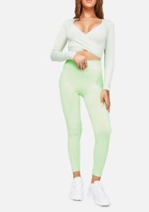 Mint Pick The Pace High Waist Leggings sold by Dolls Kill