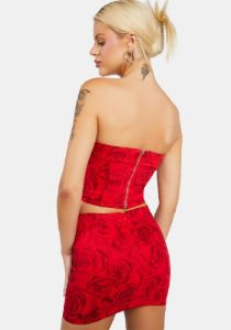 Rose Print Mini Skirt sold by Dolls Kill