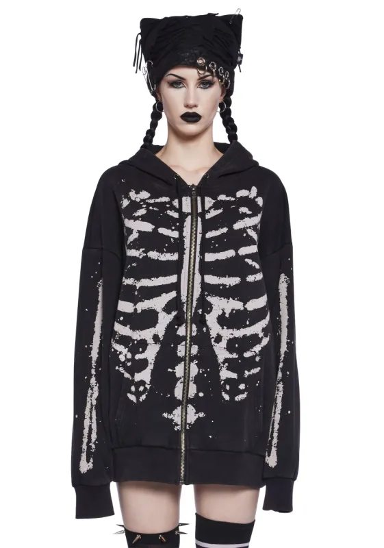 Spine Chiller Zip-Up Hoodie sold by Dolls Kill