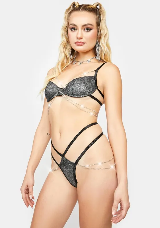 Keep Your Sparkle Rhinestone Lingerie Set sold by Dolls Kill