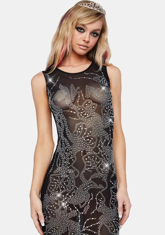Jeweled Mesh Maxi Dress sold by Dolls Kill